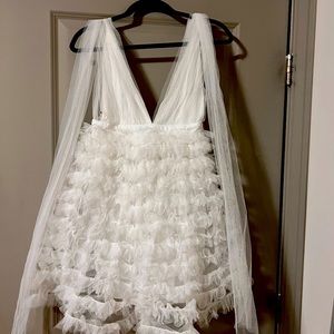 Tiered Ruffle white dress for bridal shower, Bach, birthday etc.